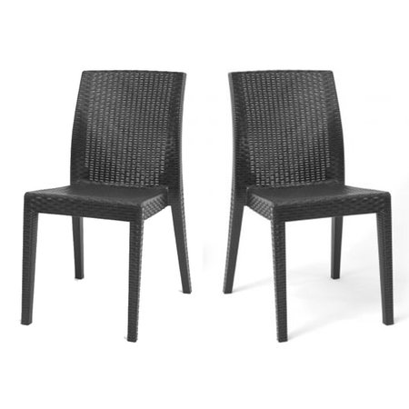 RAINBOW OUTDOOR Siena Set of 2 Stackable Side chair-Anthracite RBO-SIENA-ANT-SC-SET2